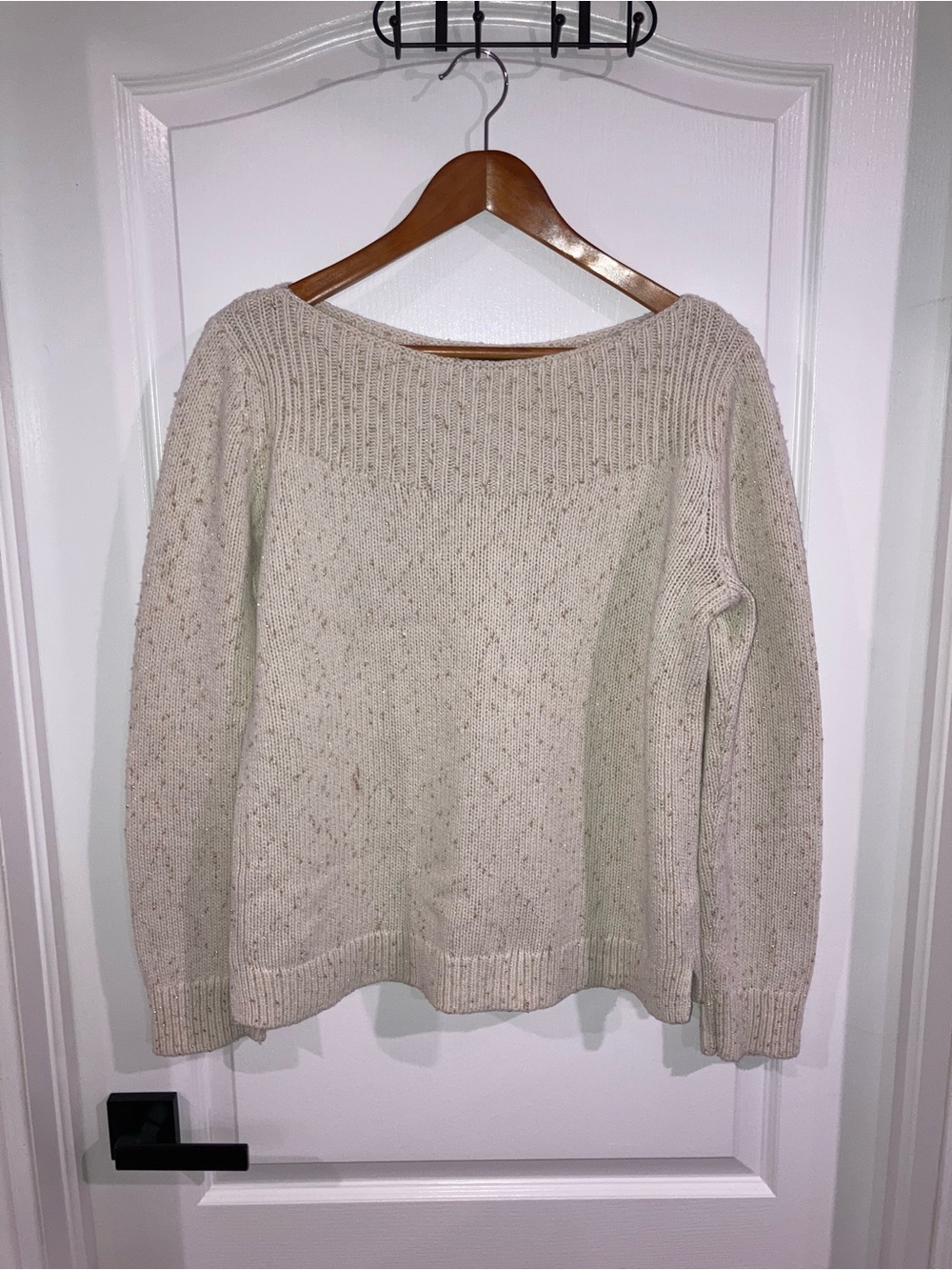 Banana Republic Cream & Gold Boat Neck Sweater - size L